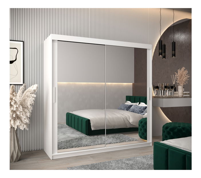 Šatní skříň 200 cm Toki 3 (Bílá matná + Bílá matná)