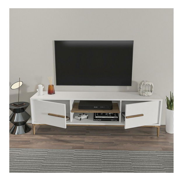 TV skříňka Eslametta (bílá + ořech)