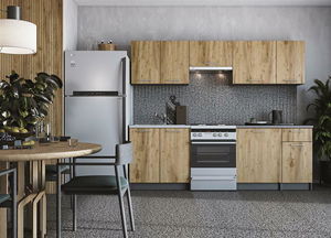 Kuchyně 240 cm Danna (tmavé dřevo + šedá)