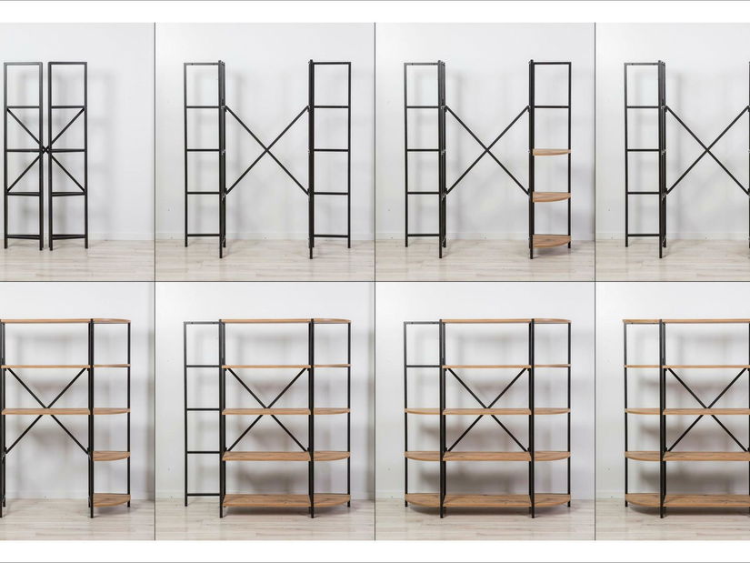 Regál Punale 2 (borovice atlantická + černá)