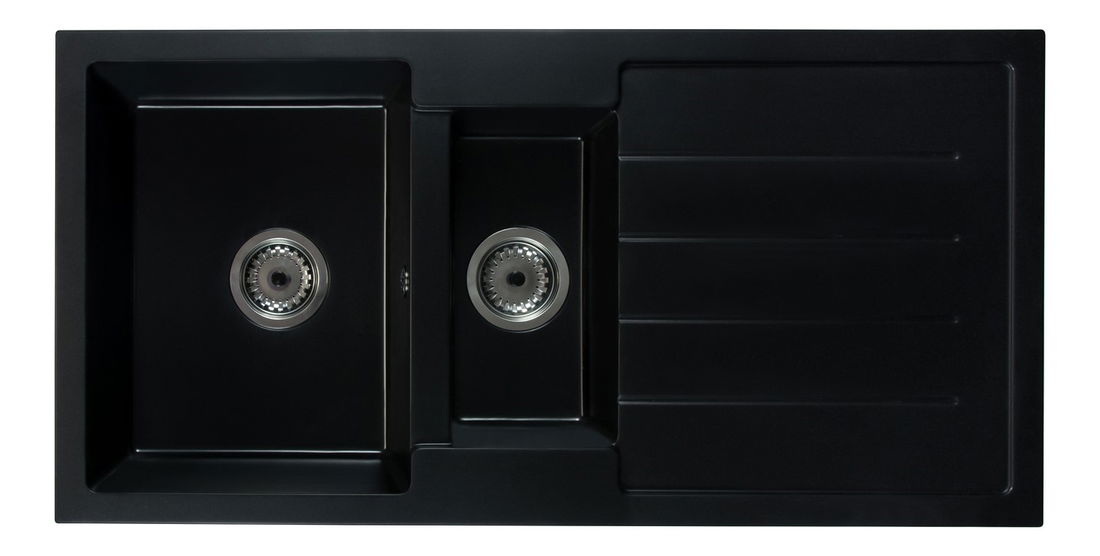 Kuchyňský dřez Yuxur (černá) (se 2 otvory pro baterii) (P)