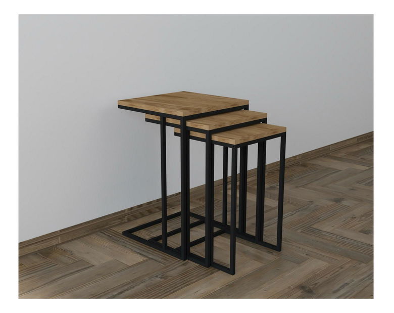 Set 3ks. konferenčních stolků Vudema (černá + oud)