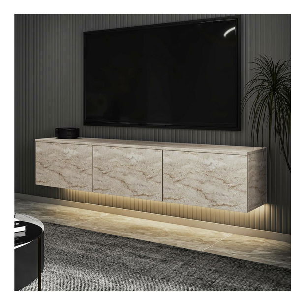 TV stolek/skříňka Neola 1 (travertin) (s osvětlením)