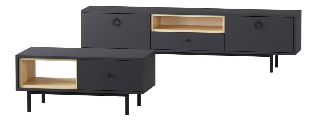 Sestava nábytku do obývacího pokoje Natty 2 (antracit + dub safírový)