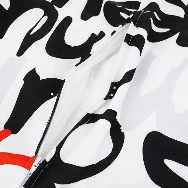 Sedací vak Blaze (bílá + černá + šedá + červená vzor)