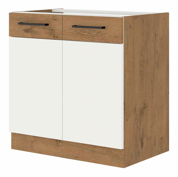 Dolní kuchyňská skříňka Virion 80 D 2F BB (dub lancelot + lesk bílý)