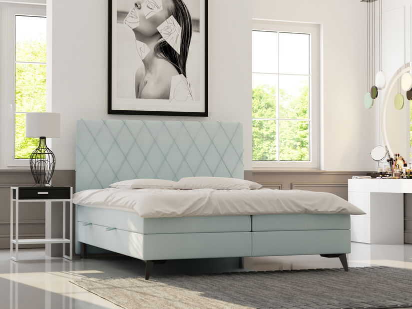 Boxspring postel 180 cm Miror (černá ekokůže) (s úložným prostorem)