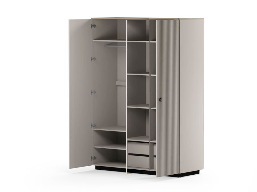 Šatní skříň Demandaron 2 (taupe + dub silverjack) (se zrcadlem)