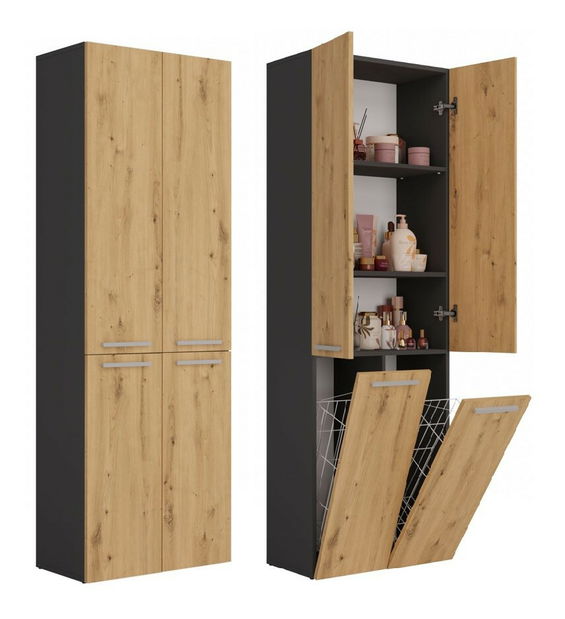 Koupelnová skříňka Neltossa 3 (antracit + dub artisan)