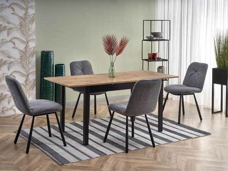 Rozkládací jídelní stůl 124-168 cm Guliv (černá + dub wotan) (pro 4 6 osob)