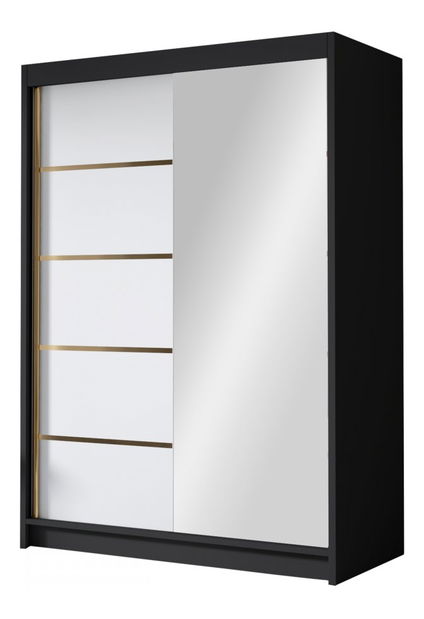 Šatní skříň s posuvnými dveřmi Varentona III 120 (kašmír + zlatá) (se zrcadlem)