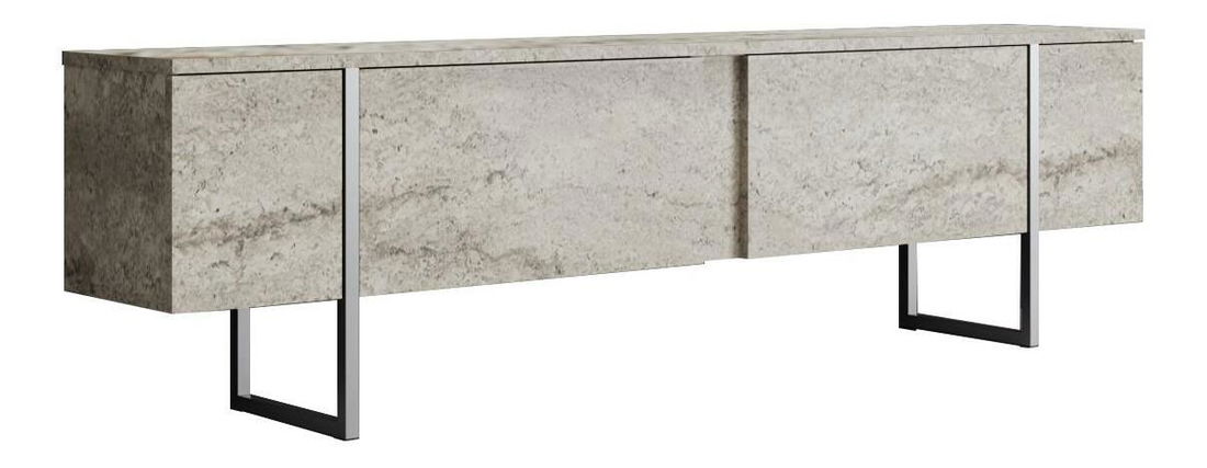 TV stolek/skříňka Luna (travertin + stříbrná)