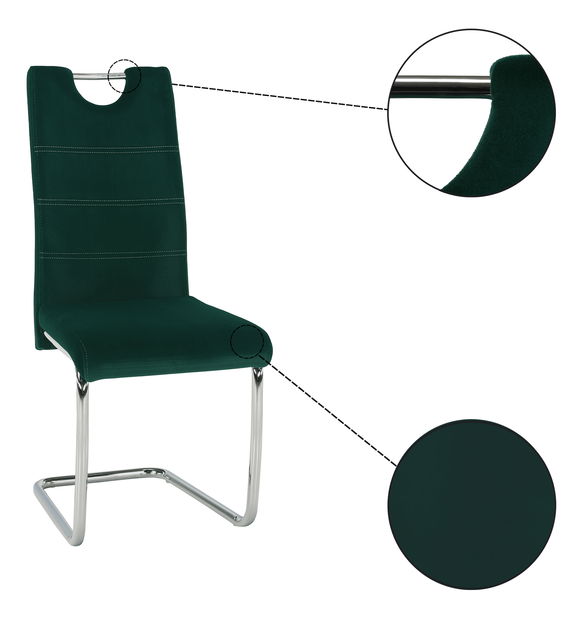 Jídelní židle Canary NEW (smaragdová + světlé šitie)