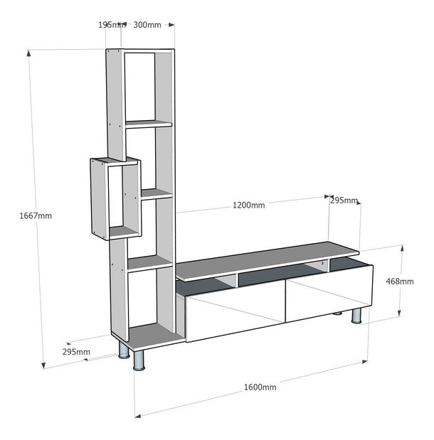TV stolek/skříňka s poličkou Tullia (bílá)
