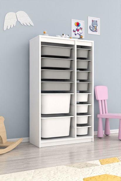 Organizér na hračky Dremonka 6 (bílá + šedá)