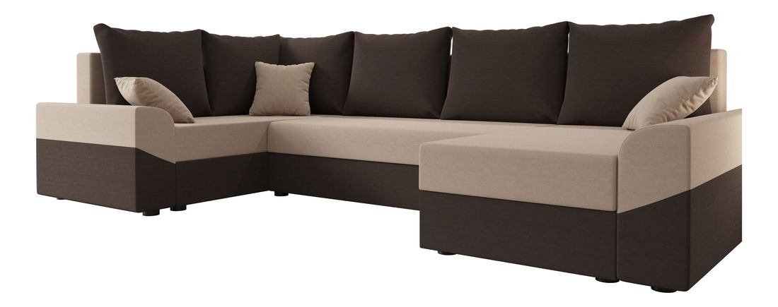 Rohová sedací souprava Dusk Long (tmavě hnědá + béžová) (L)