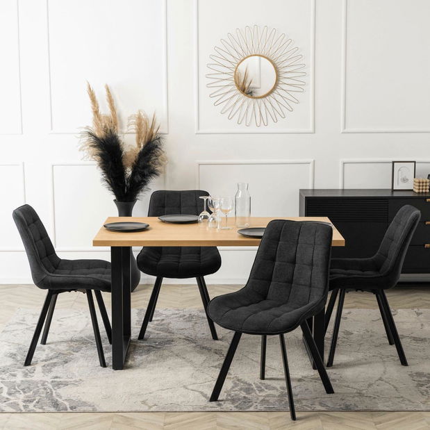 Jídelní stůl Gravamenes (dub zlatý + černá) (pro 6 osob)