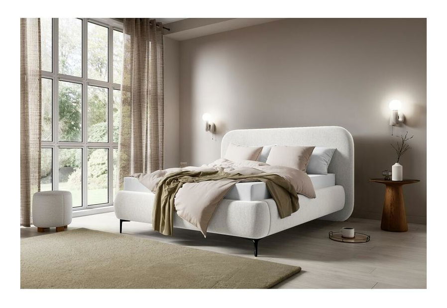 Manželská postel 160 cm Mononoke 160 (s roštem) (béžová + černá)