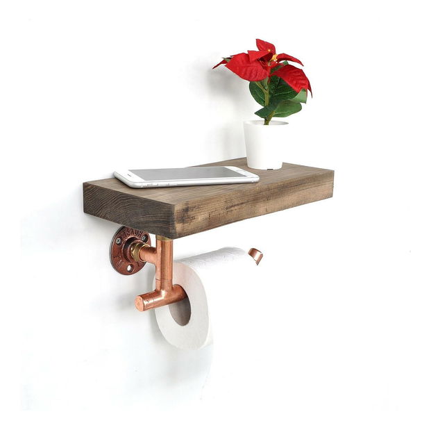 Nástěnný držák na toaletní papír Nenanu 19 (růžové zlato + ořech)