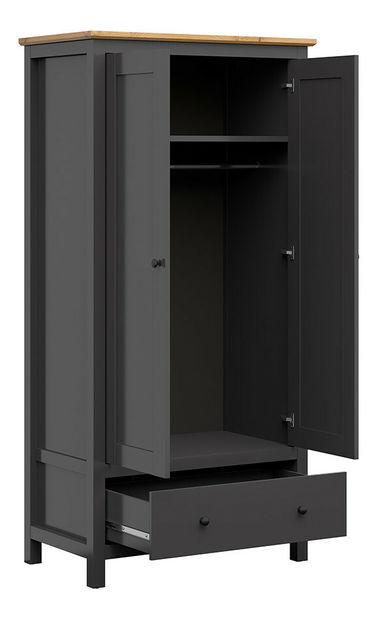 Šatní skříň BRW Hesen SZF2D1S/20/10 (grafit + dub artisan)