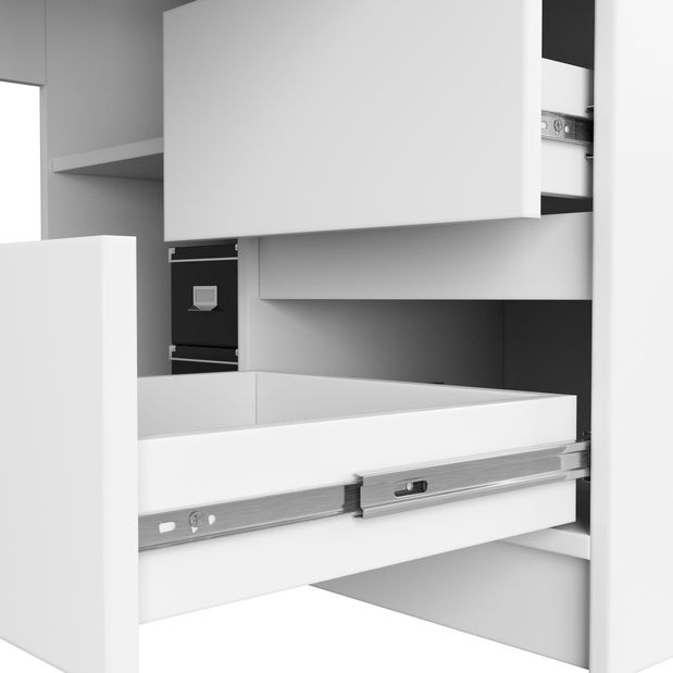 Rohový PC stolek Bevin (bílá) (P)