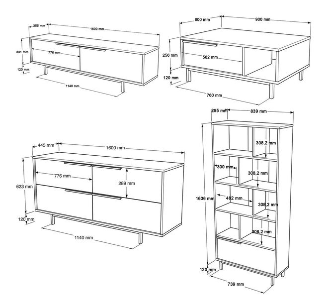 Sestava nábytku do obývacího pokoje Ontario S (dub)