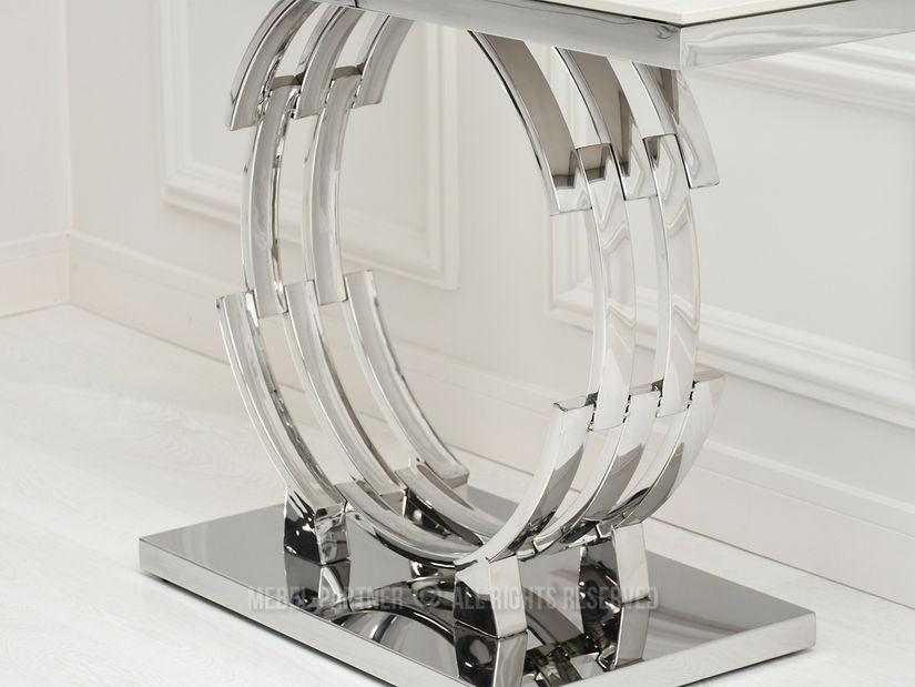 Konzolový stolek Tess (šedý mramor + chromová)