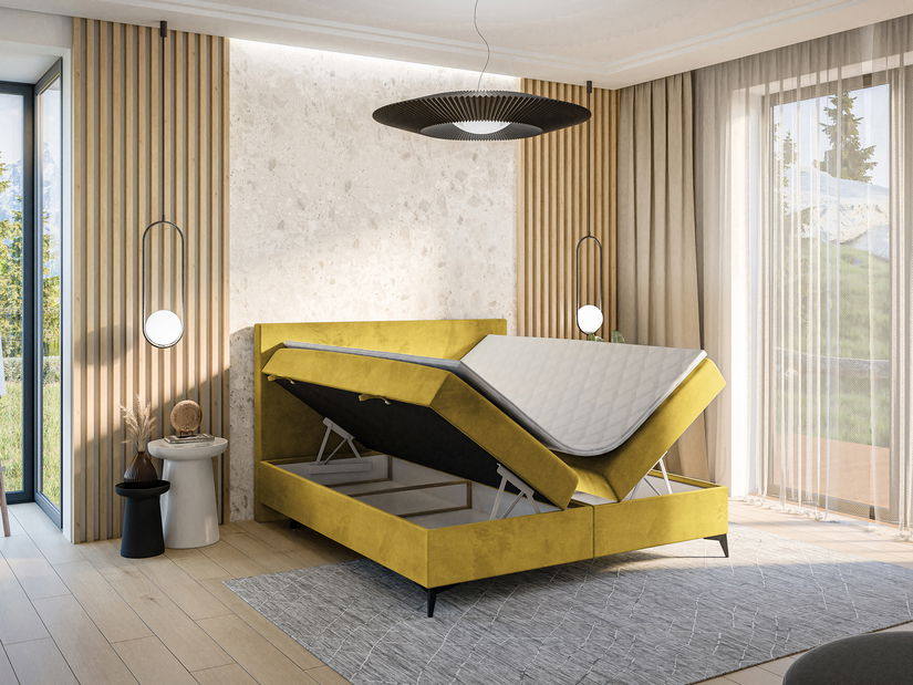 Boxspring postel 140 cm Ricky (limetková) (s matrací a úl. prostorem)