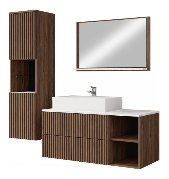 Koupelnová sestava Kiago II (ořech warmia + bílý mramor)