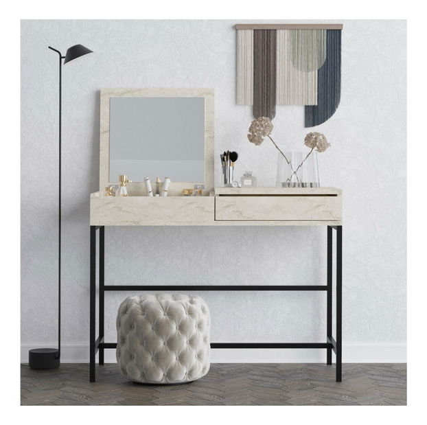 Toaletní stolek Lio (travertin) (se zrcadlem)