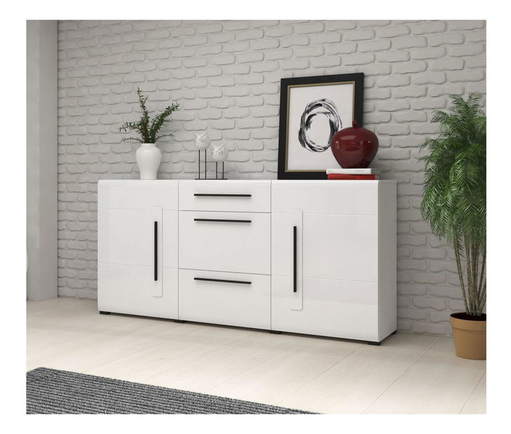 Komoda Tashia Typ 26 (bílá + vysoký lesk bílý)