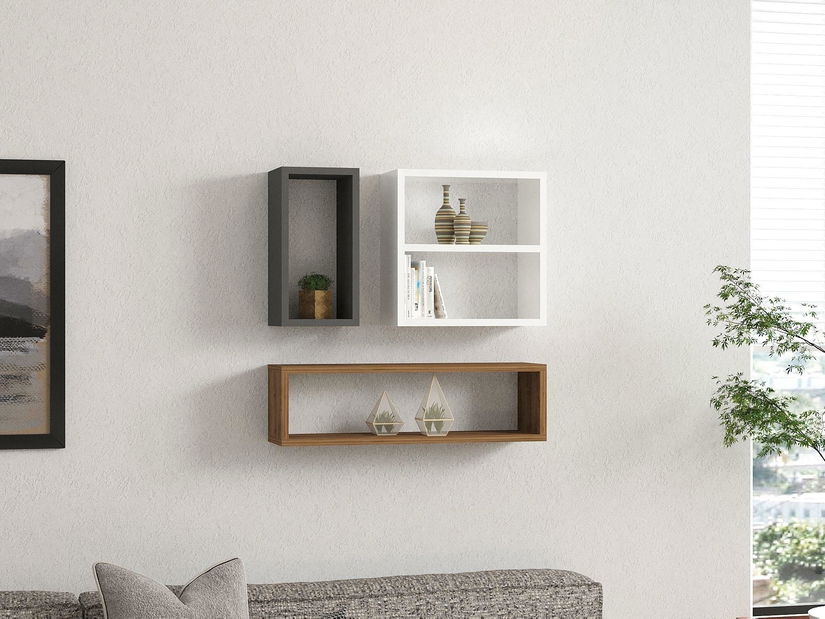 Set 3ks. polic Pisoda 4 (ořech + bílá + antracit)