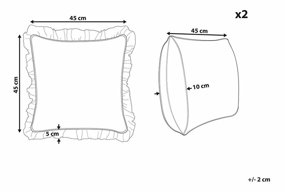 Sada 2 ozdobných polštářů 45 x 45 cm Piera (bílá)