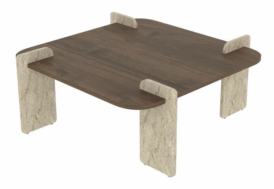 Konferenční stolek Afro (ořech + travertin)