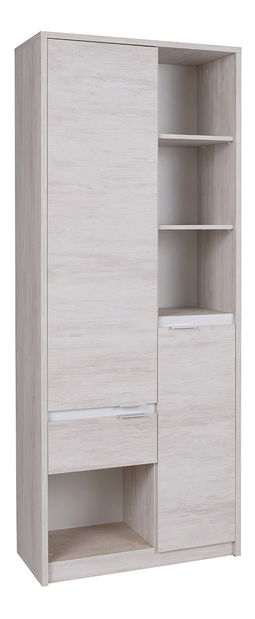 Policová skříň Desayuno R2D1SZ (dub bílý + lesk bílý)