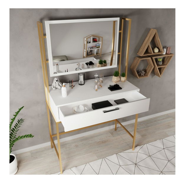 Toaletní stolek Modem L747 (bílá + zlatá)