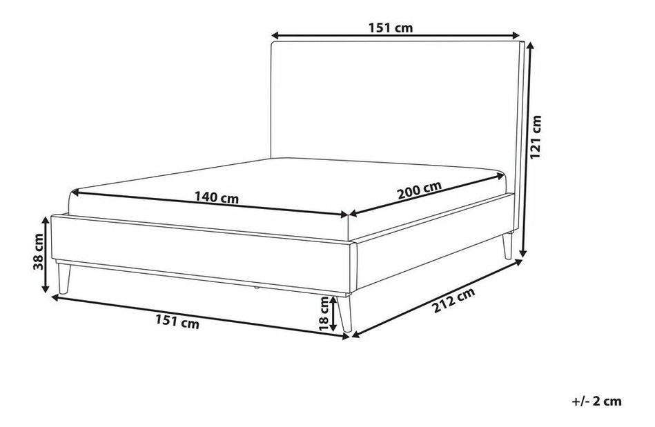 Manželská postel 140 cm BARON (s roštem) (světle šedá)