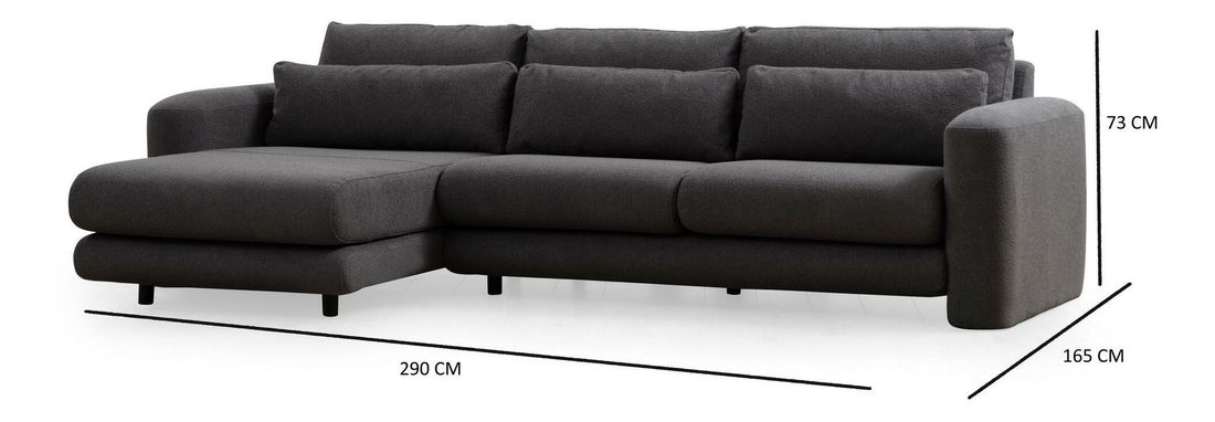 Rohová sedačka Lelysena (L) (šedá + černá)