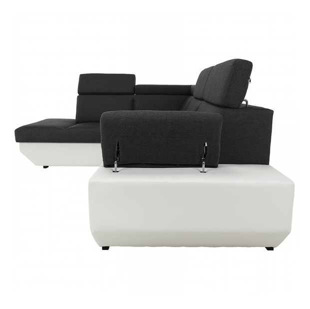 Rohová sedací souprava Akron bílá + tmavošedá (L)