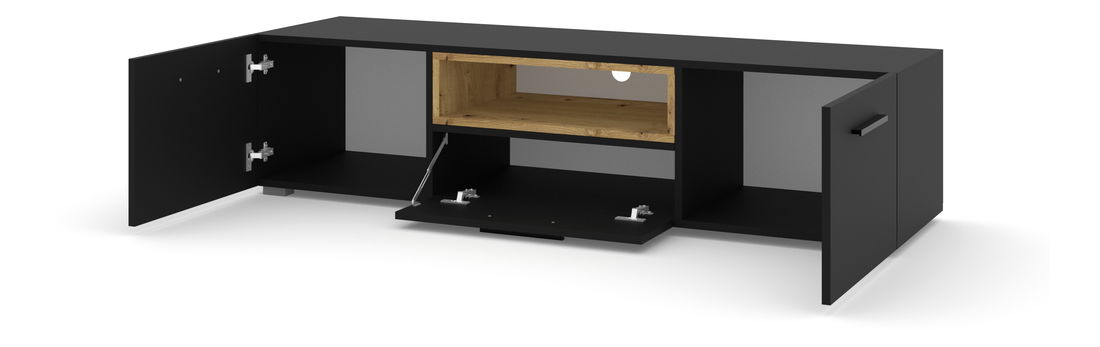 TV stolek/skříňka Akita 151 (černá + dub artisan)