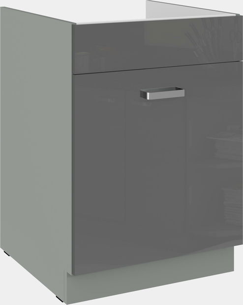 Dolní kuchyňská skříňka Gonir 60 ZL 1S BB (korpus: šedá + fronta: lesk šedý)