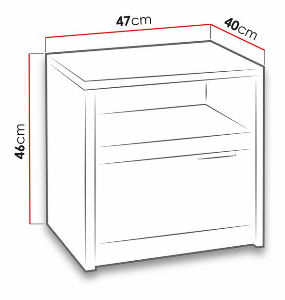 Noční stolek Mirjan Vendria Mirjan VD11 (dub bílý + bílý lesk)