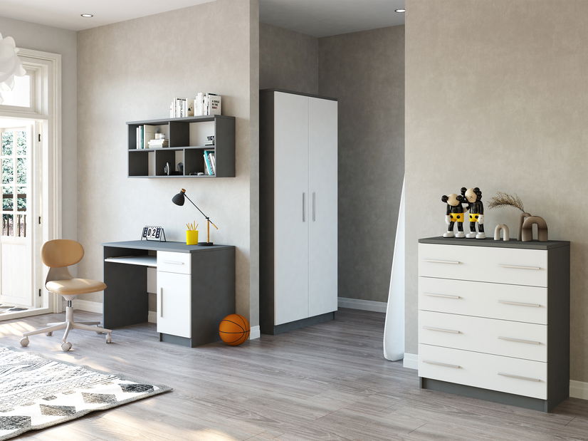 Šatní skříň Oleg II (bílá + šedá)