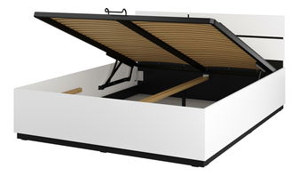 Manželská postel 160 cm Crossroad S51 (bílá + černá) (s plynovým zvedákem)
