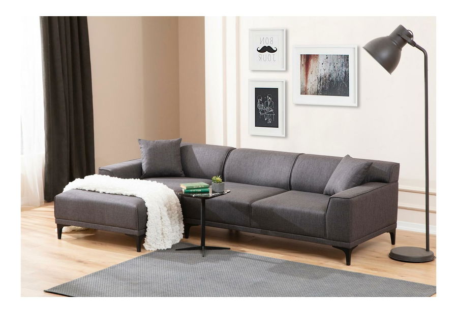 Rohová sedačka Petrafonzo (L) (antracit + černá)