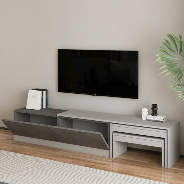  TV stolek/skříňka Nesstie (šedý mramor)