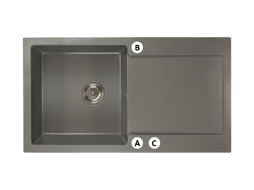 Kuchyňský dřez Adaxa (černá + textura) (se 3 otvory pro baterii) (P)