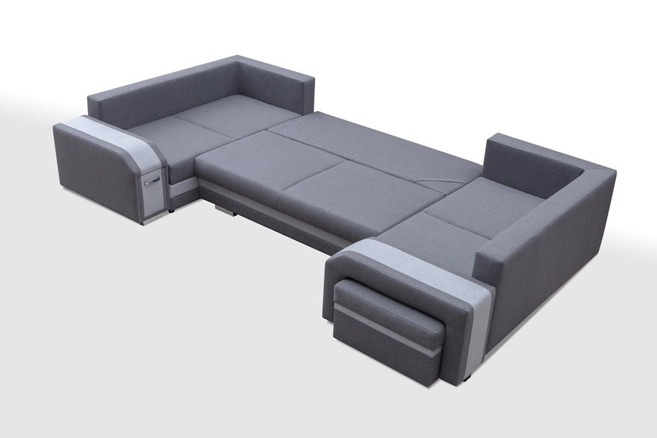Rohová sedací souprava Asperata U (světlešedá + šedá) (P)