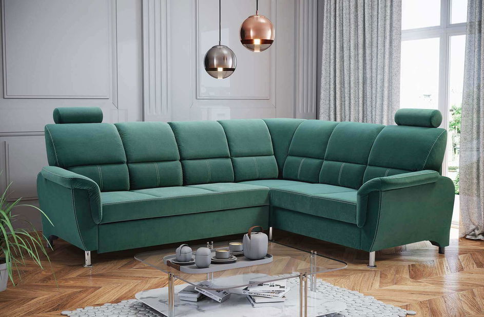 Rohová sedací souprava Dina (zelená) (P)