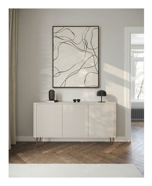 Skříňka Oglio O4 (šedobéžová + zlatá)